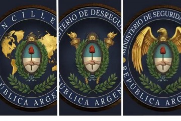 Foto de Malvinas tapadas y smbolos estadounidenses: los nuevos escudos de los ministerios de Milei