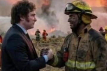 Foto de Villarruel viaj� a la zona de los incendios y dej� en evidencia a Milei, que apel� a una foto hecha con IA