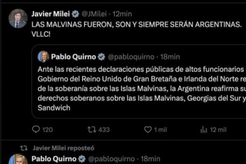 Foto de Milei retuite� un mensaje de Quirno en medio de las sospechas sobre el reemplazo de Adorni