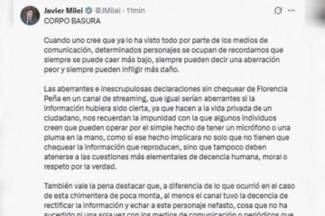 Foto de Milei cruz� a Florencia Pe�a y volvi� a cargar contra los medios tras la fake news sobre el padre de Messi