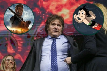 Foto de Milei mezcl� a Astroboy y Terminator con cultura oriental y occidental para defender la Inteligencia Artificial